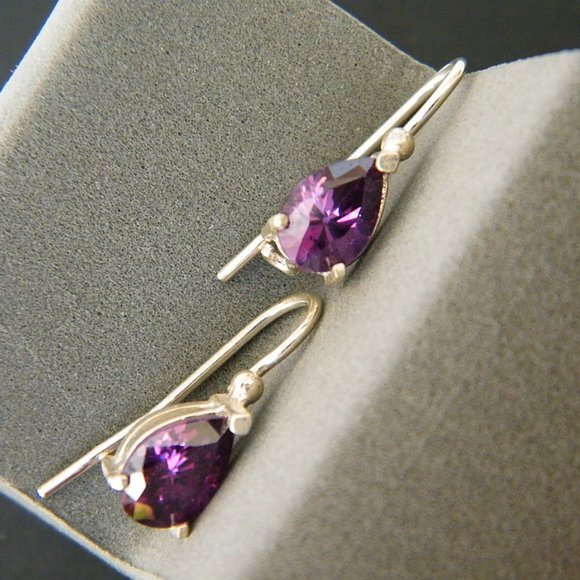 Sterling Silver and Amethyst Earrings - Picture 3 of 7